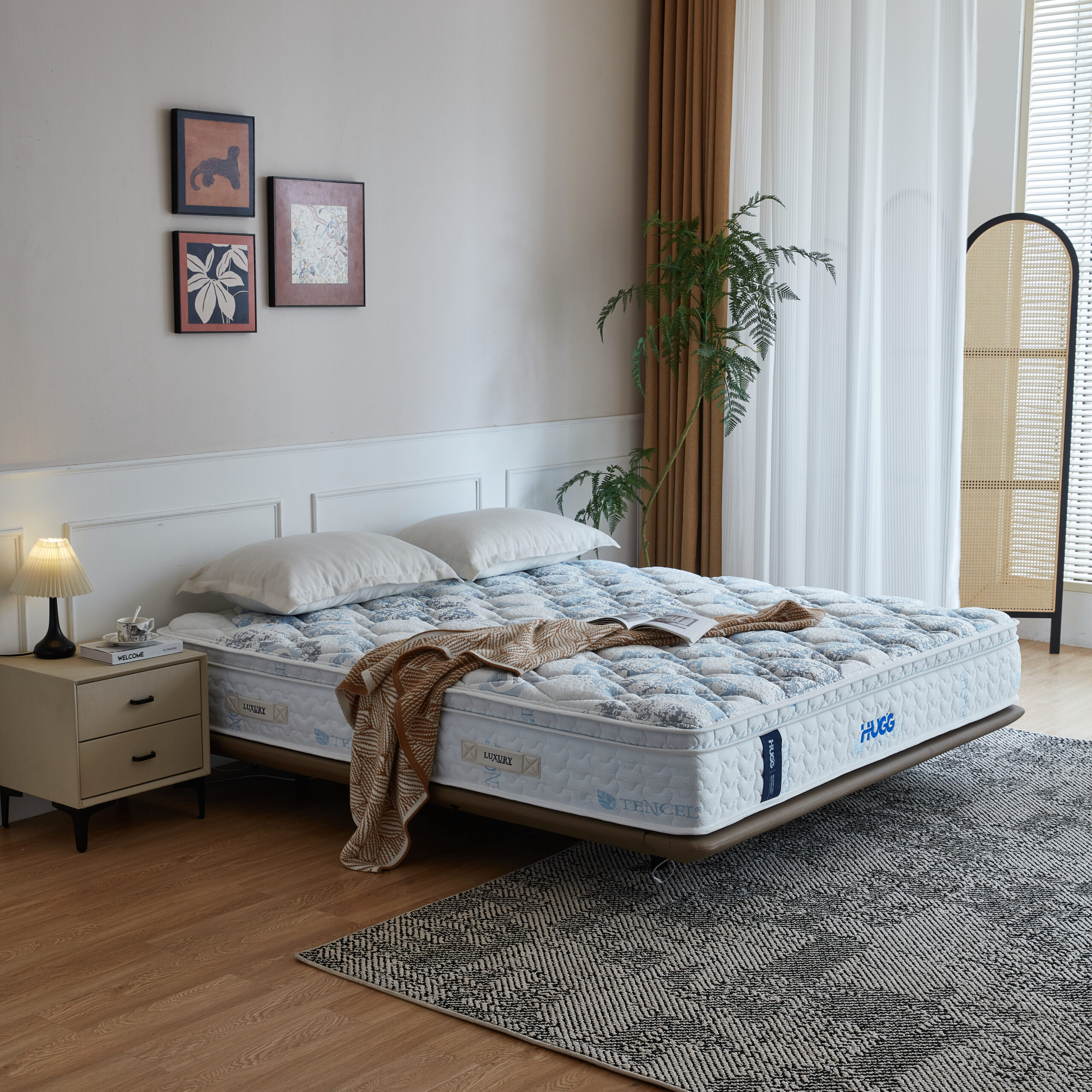 Hugg bed Hugg Sleep Natural Biocrystal® Mattress in modern bedroom – luxury mattress UAE by The Wooden Colour