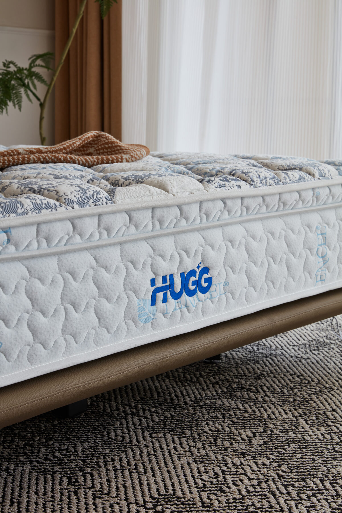 Hugg Sleep Biocrystal® mattress on modern bed – natural sleep solution Dubai, The Wooden Colour UAE