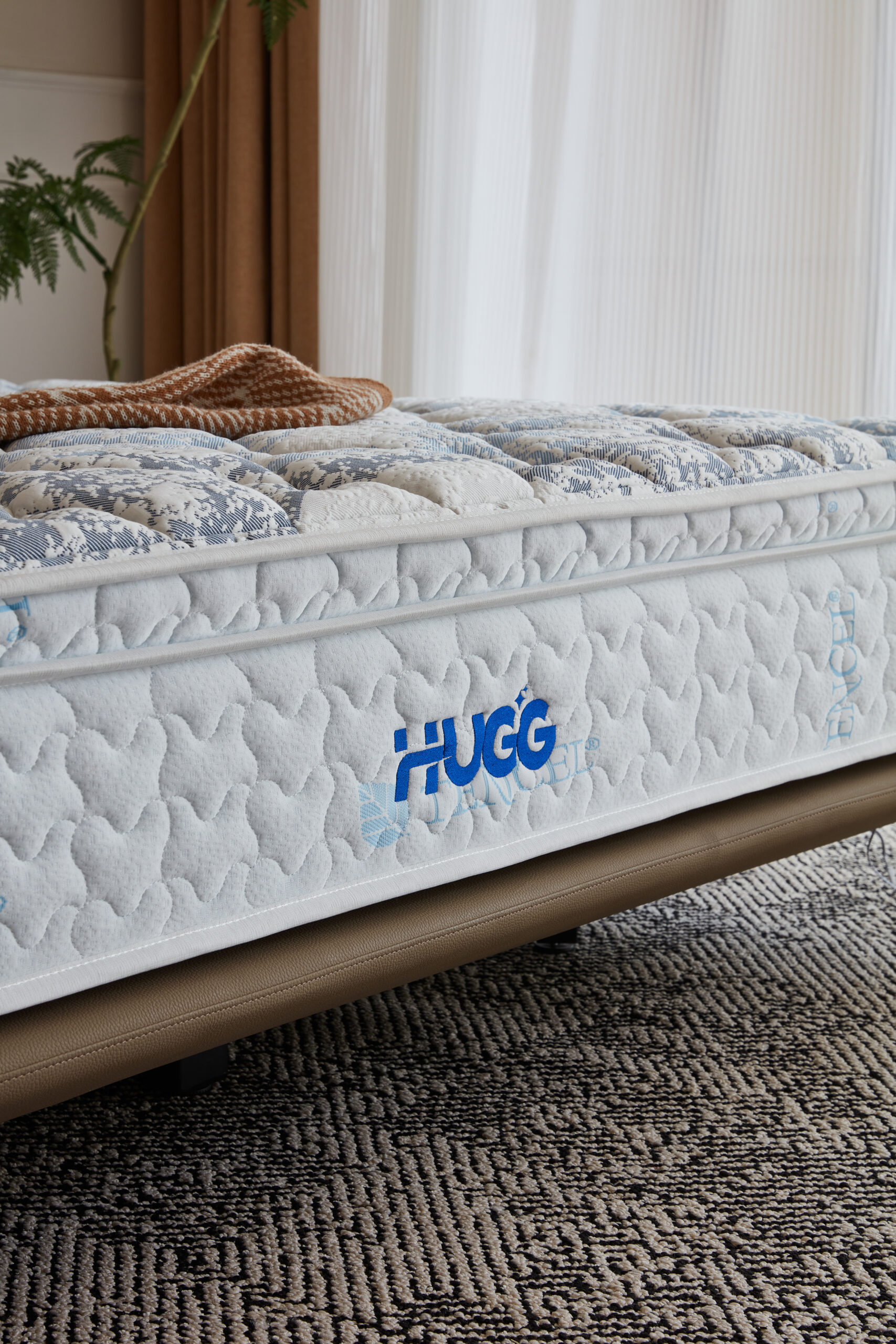 hugg Hugg Sleep Biocrystal® mattress on modern bed – natural sleep solution Dubai, The Wooden Colour UAE